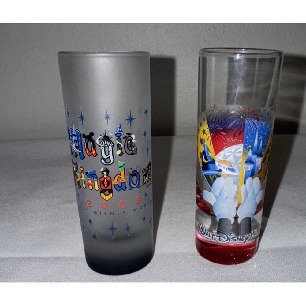 Vintage Souvenir Shot Glass Magic Kingdom Walt Disney World 2005 - Set Of Two